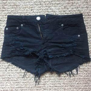 American Eagle black denim shorts
